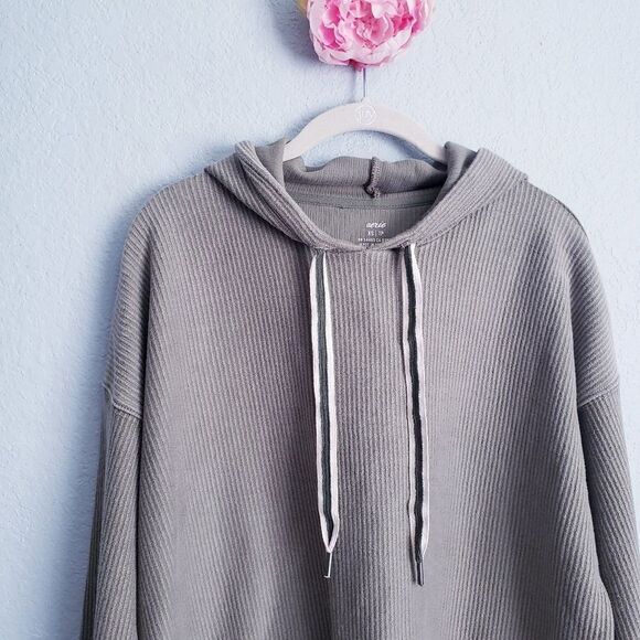 Aerie New Love Green Ribbed Hoodie - Picture 4 of 7